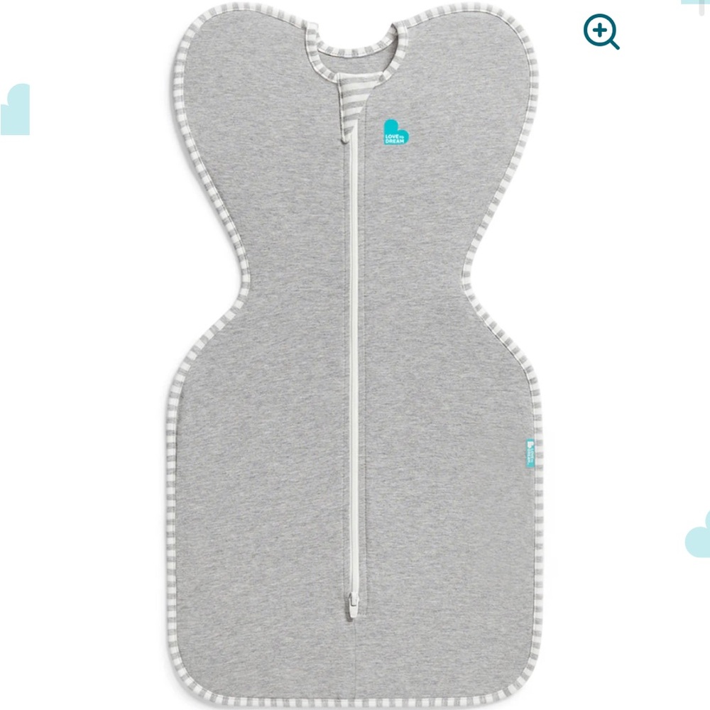 Love to Dream 1.0 Size Small Gray Swaddle with White Trim